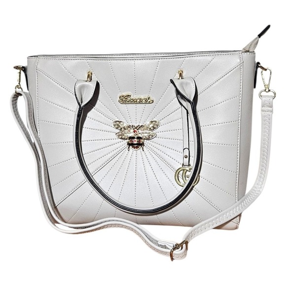 Gucci Handbags - Gucci Handbag Tote Rhinestone- Encrusted Bee Emblem Detachable Shoulder Strap